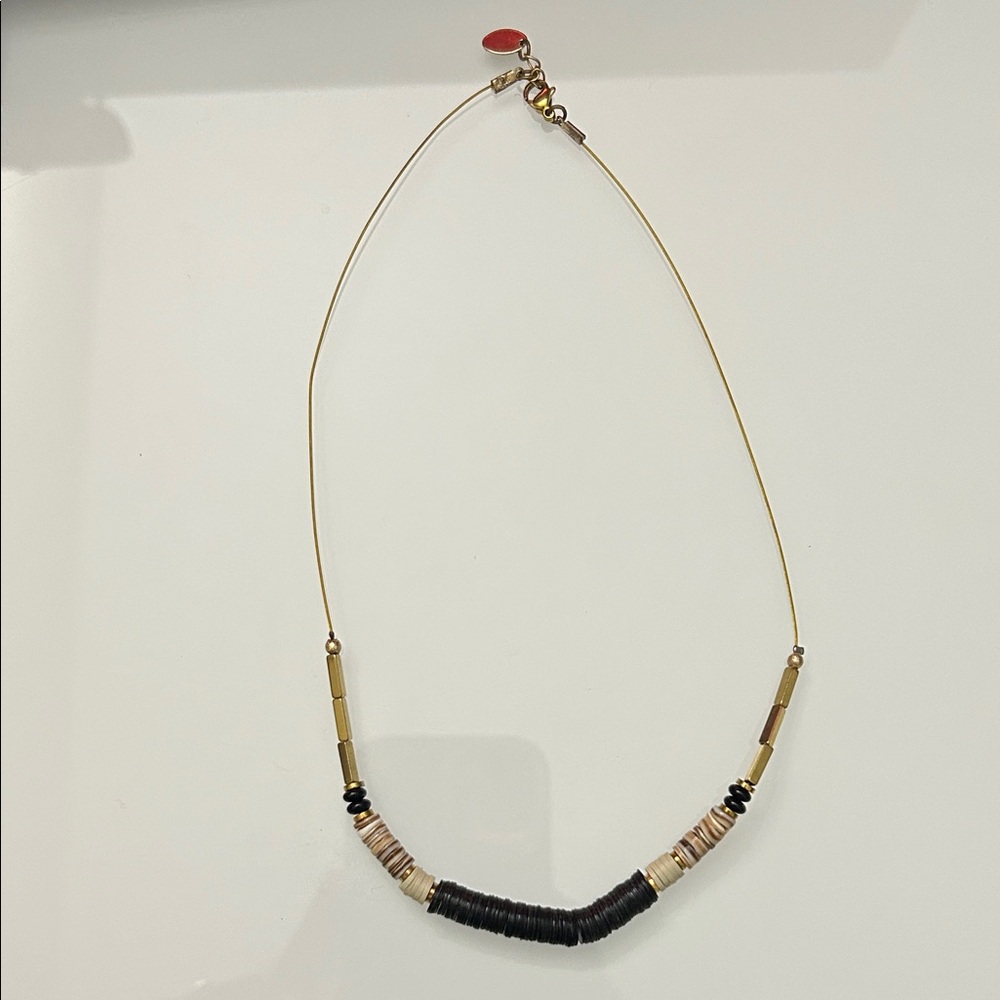 #18-Elegant Black and Gold Wire HandMade Necklace 16inch long
